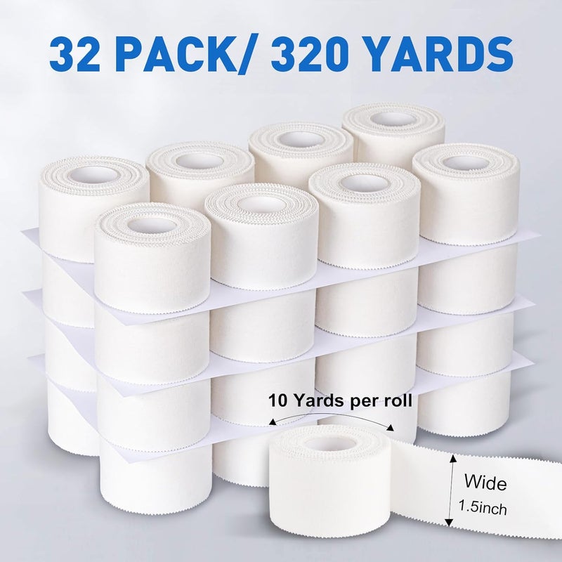 CHMI Athletic Tape,White Sports Tape (32 Pack), 320 Yards Rolls Very Strong Easy Tear NO Sticky Residue Best Tape for Gymnastics Climbing Bat Injuries Medical (1.5 Inch X 320 Yards). - Image 2